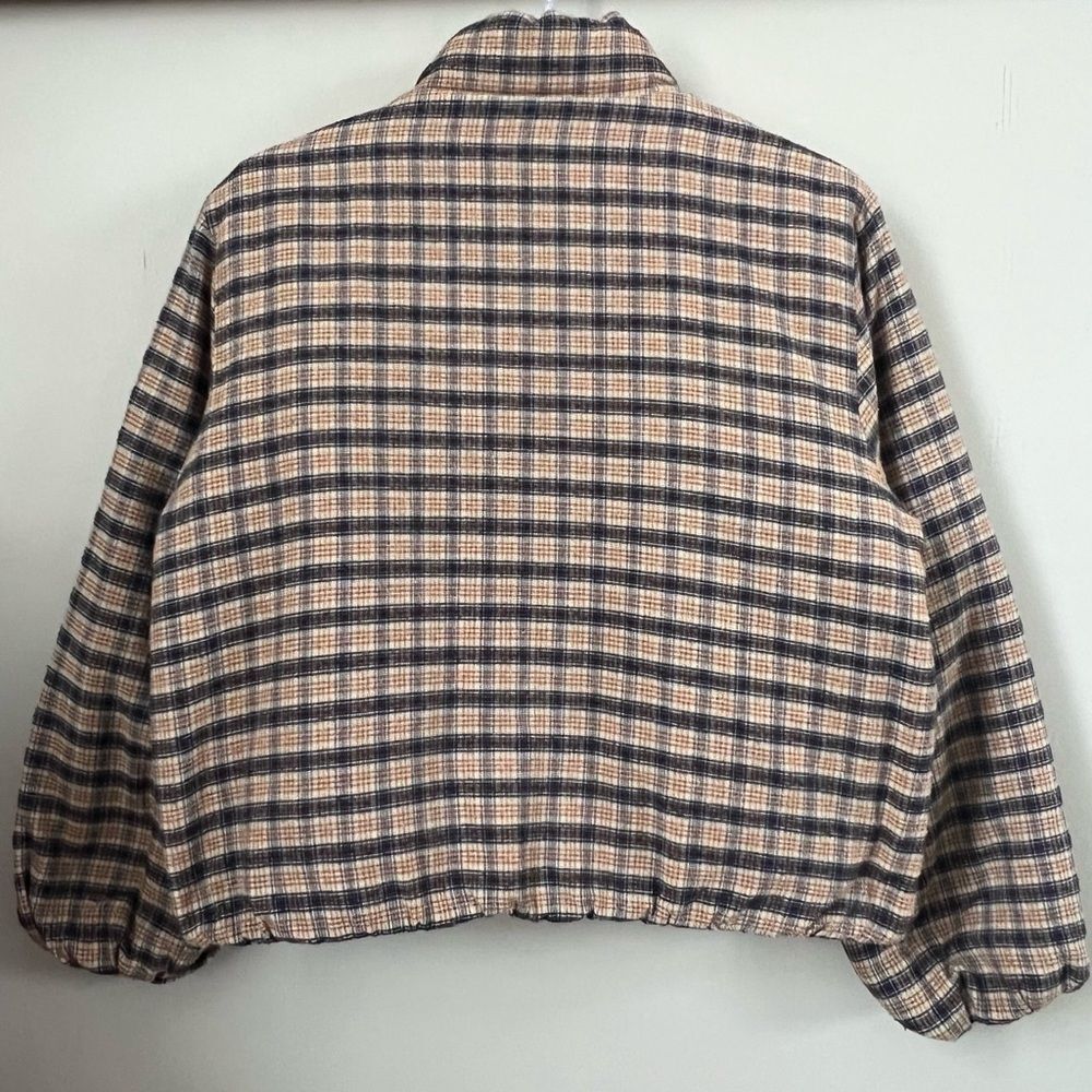 Shein Flannel Quilted Plaid Puffer Cropped  Women's Shacket Jacket Coat Size M - Picture 6 of 16